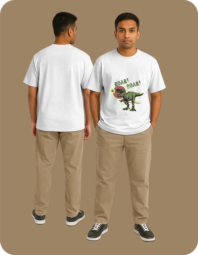 DinosaurRoar! Printed Oversized T-Shirts