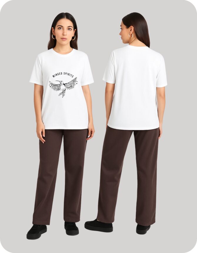 Winged Spirits Printed Roundneck T-Shirt (Colors)