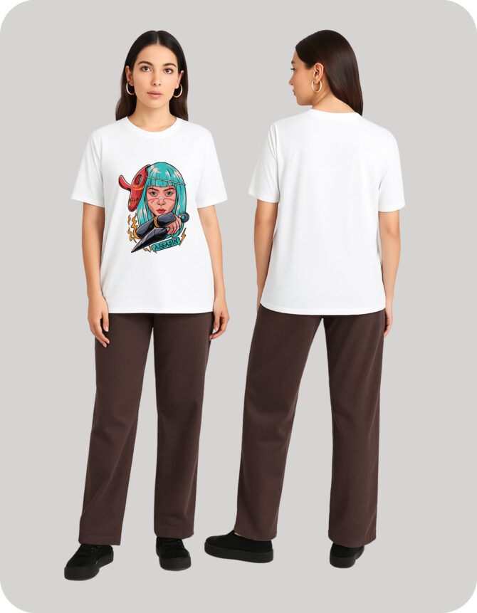 Assassin Girl Printed Roundneck T-Shirt (Colors)
