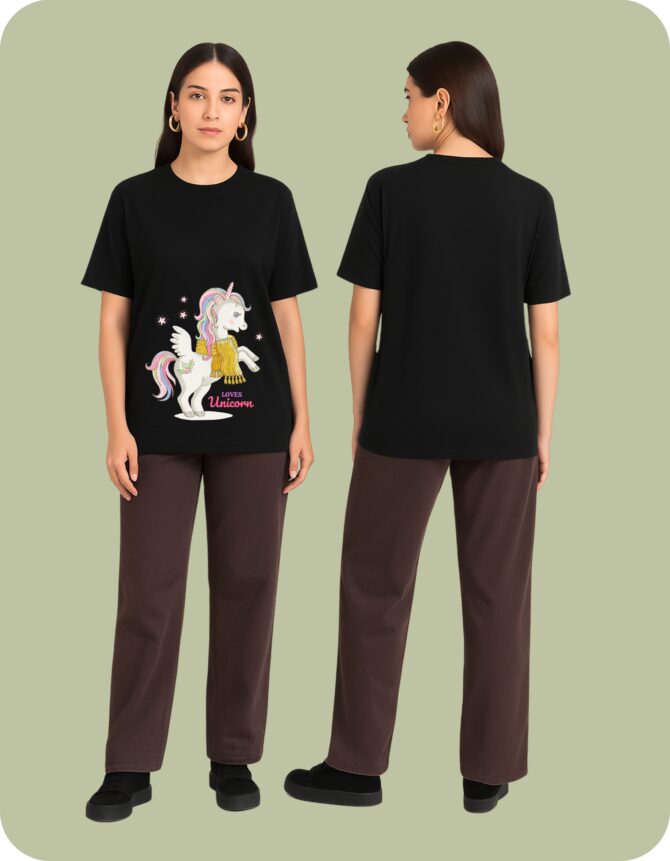 Unicorn Printed Roundneck T-Shirt (Colors)